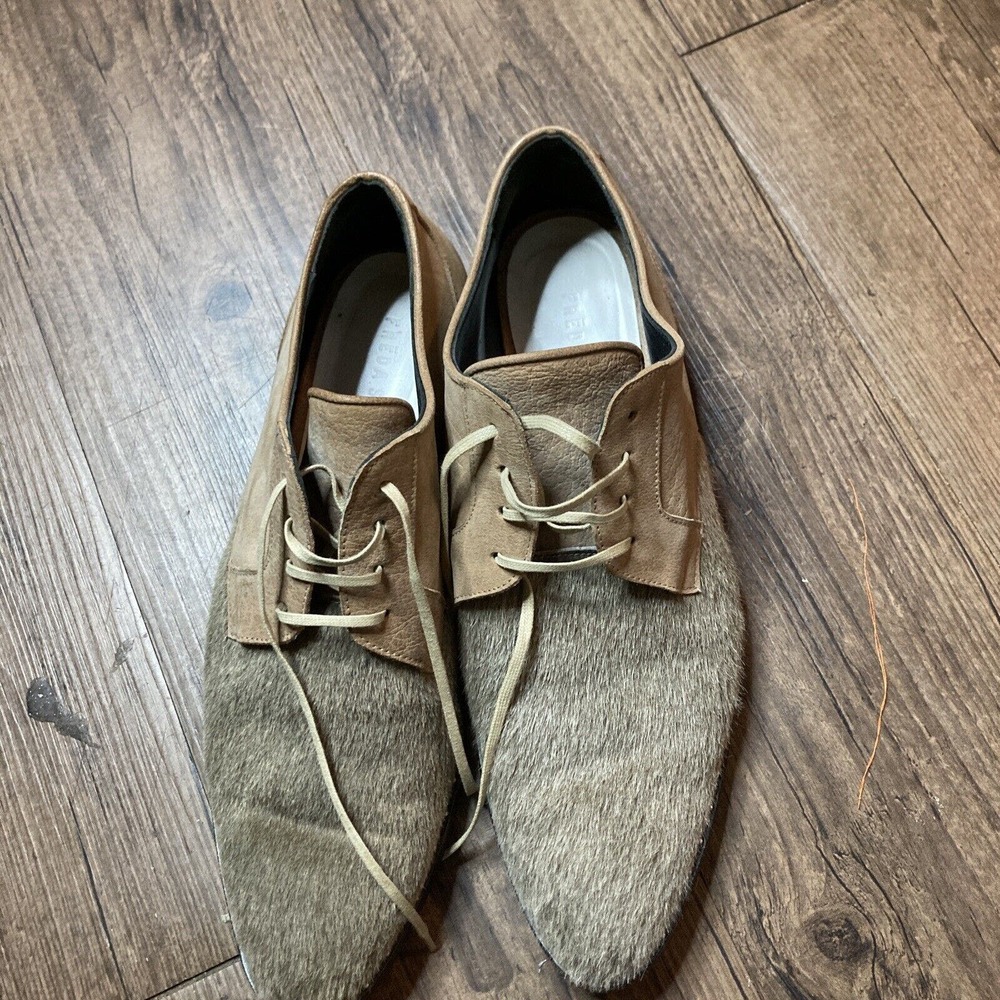 Freda Salvador Tan Suede & Hair Fur Oxfords Size 10